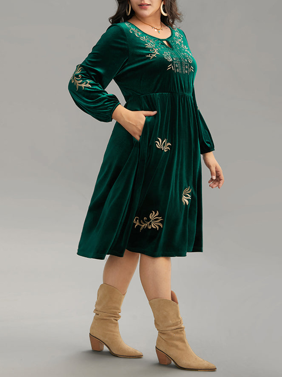 Elegant senior velvet embroidered dress