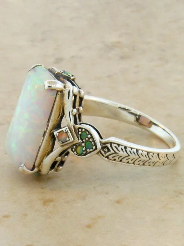 Vintage Opal Ancient Silver Ring