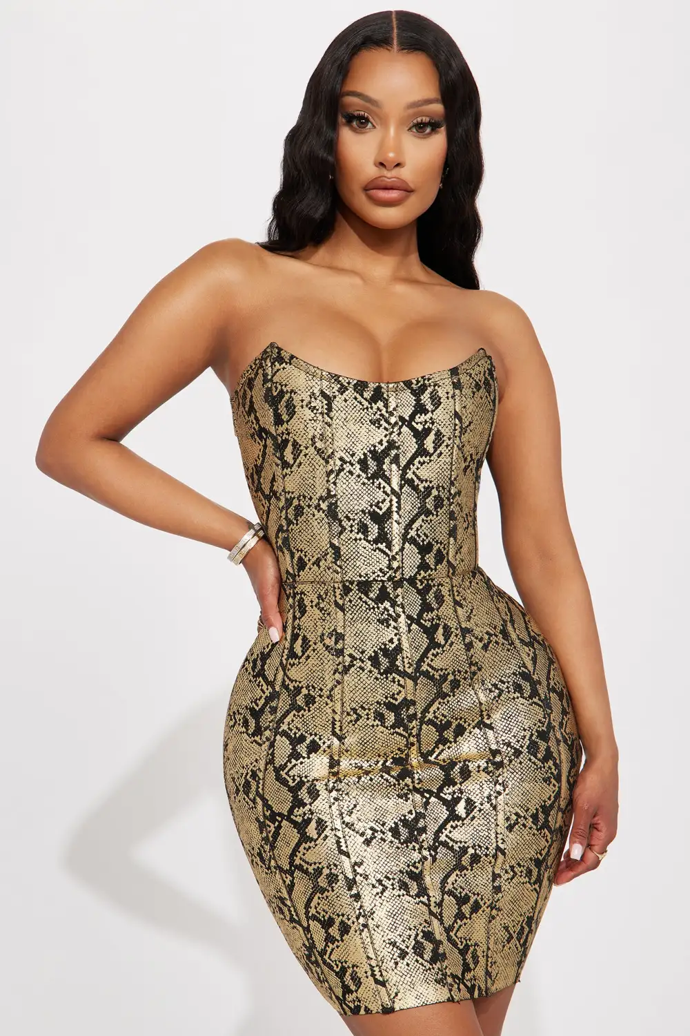 Clarissa Bandage Mini Dress - Gold/Black