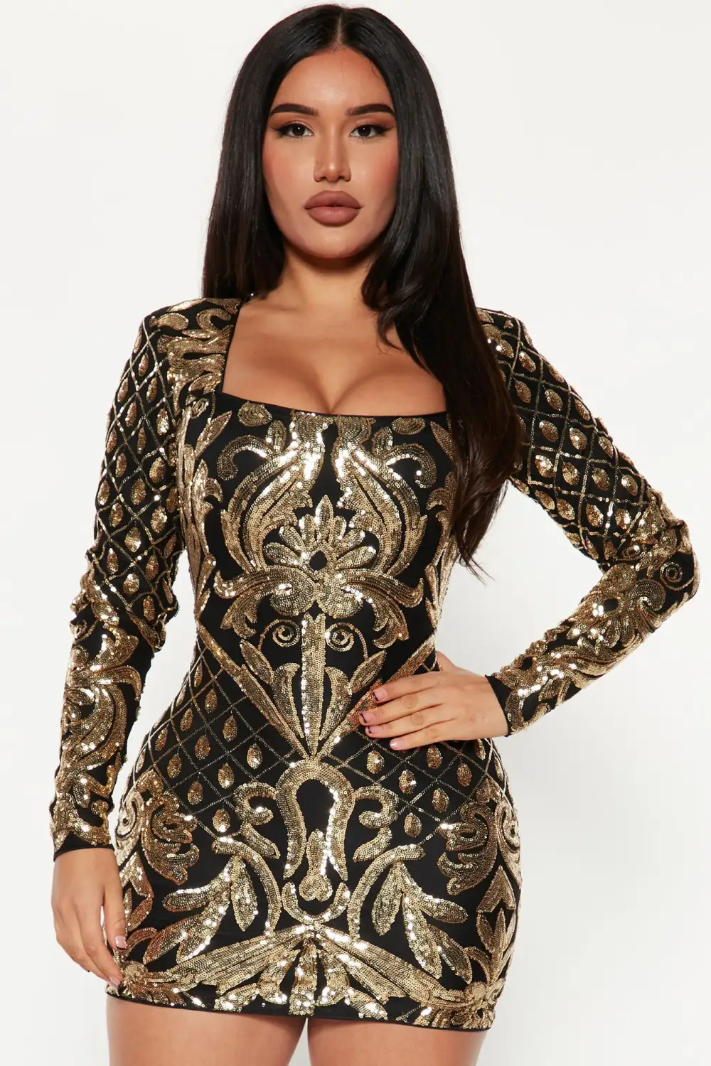 Time Of My Life Sequin Mini Dress - Black/Gold