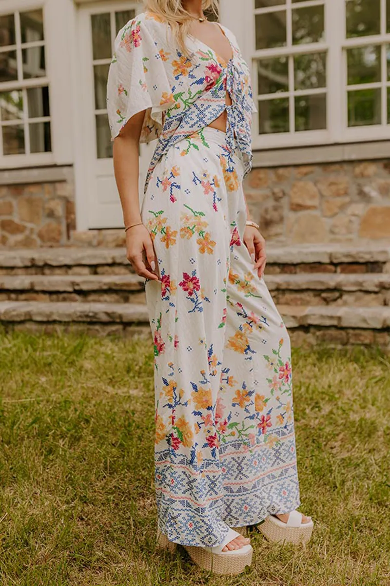 Pastoral Art Floral Ladies Loose Pants