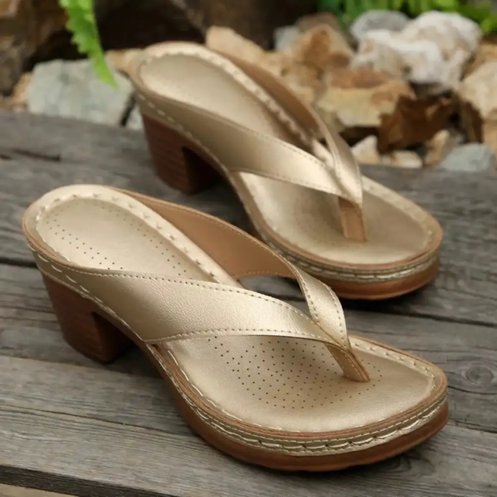 Classic Toe-Post Block-Heel Sandals