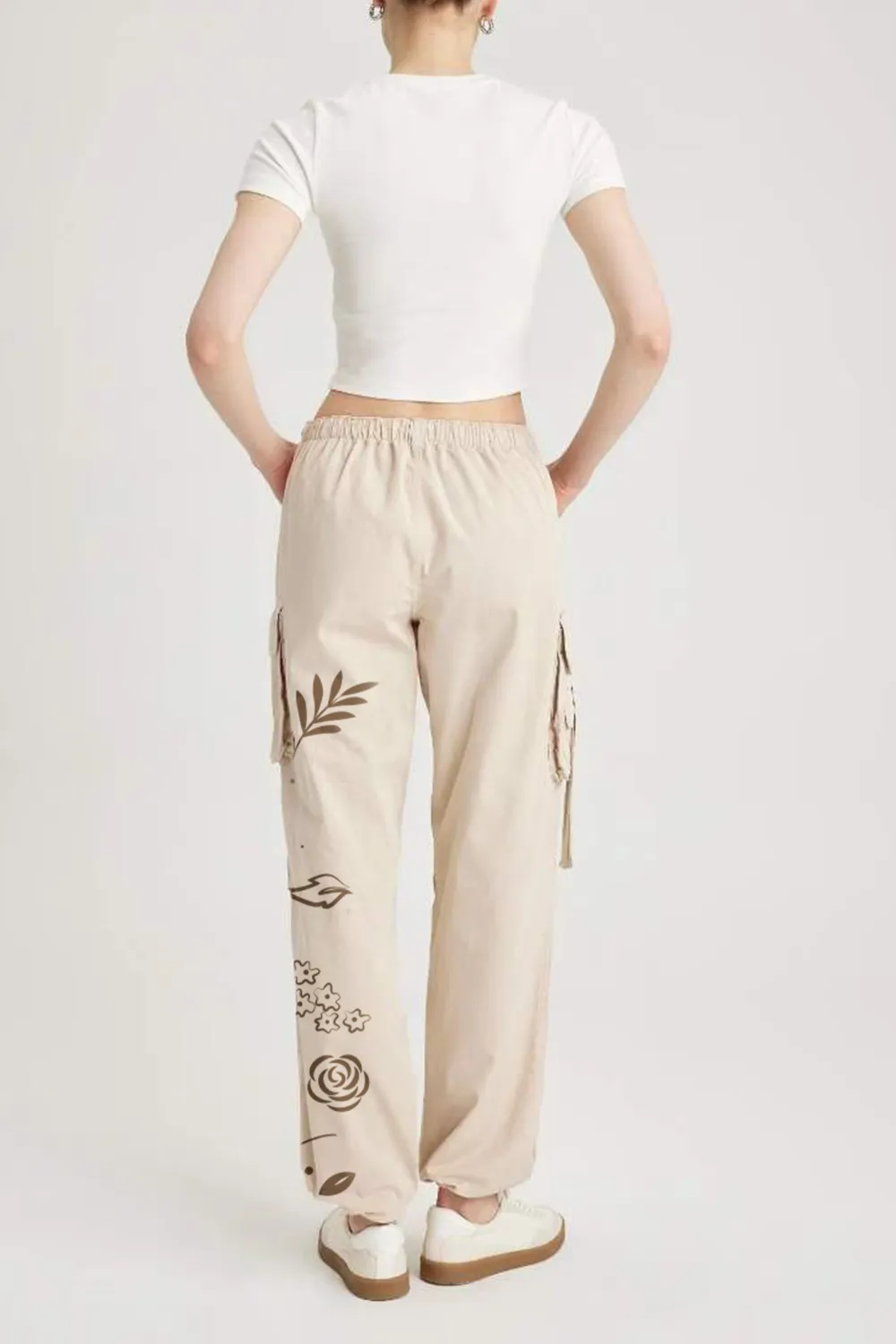Floral Embroidered Cargo Pants