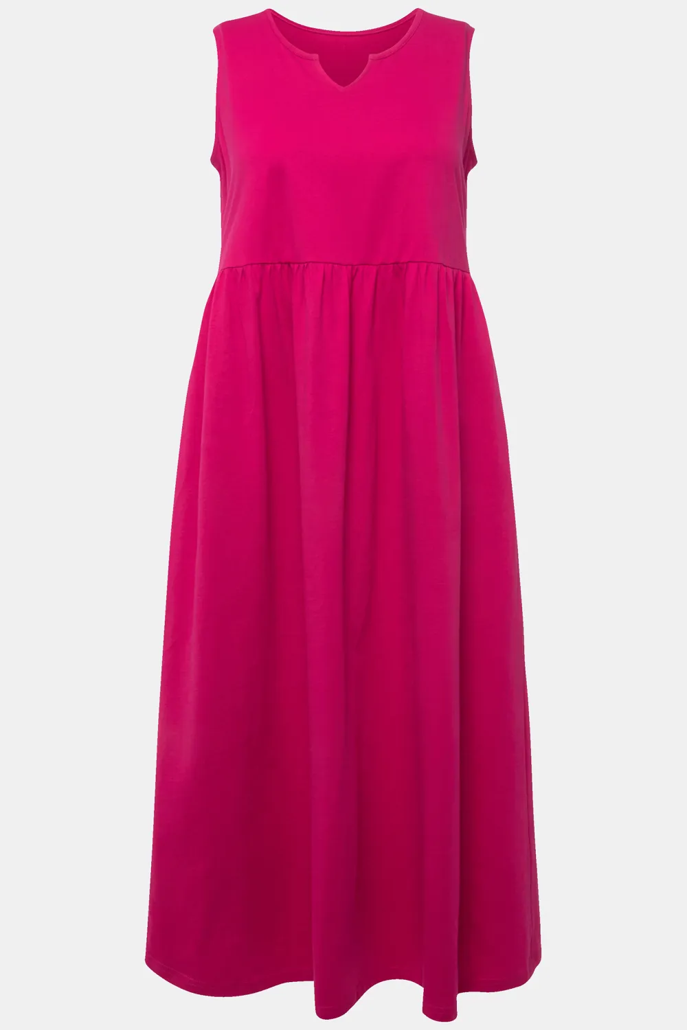 Solid Color Notch Round Neck Dress