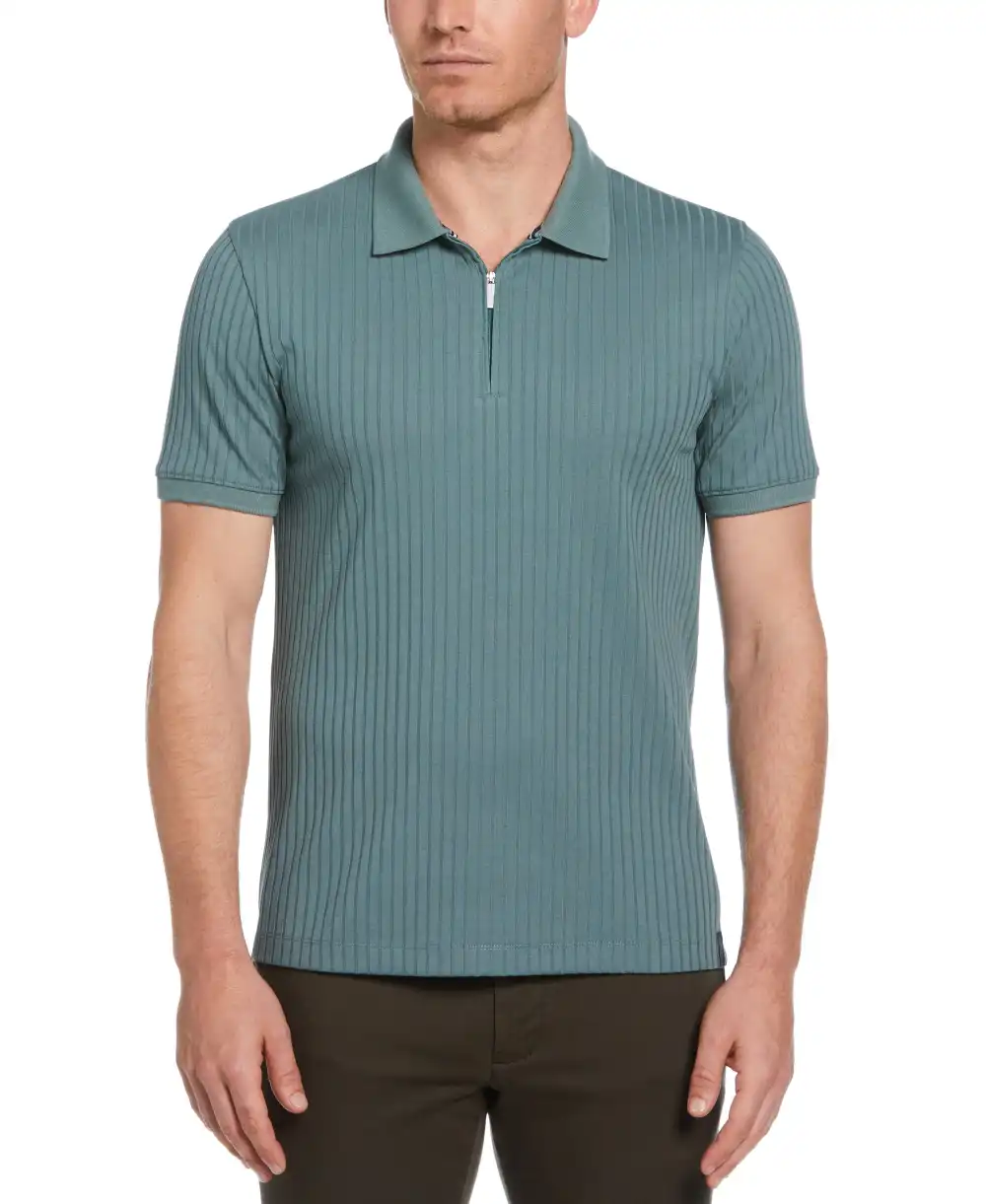 Quarter Zip Ribbed Polo