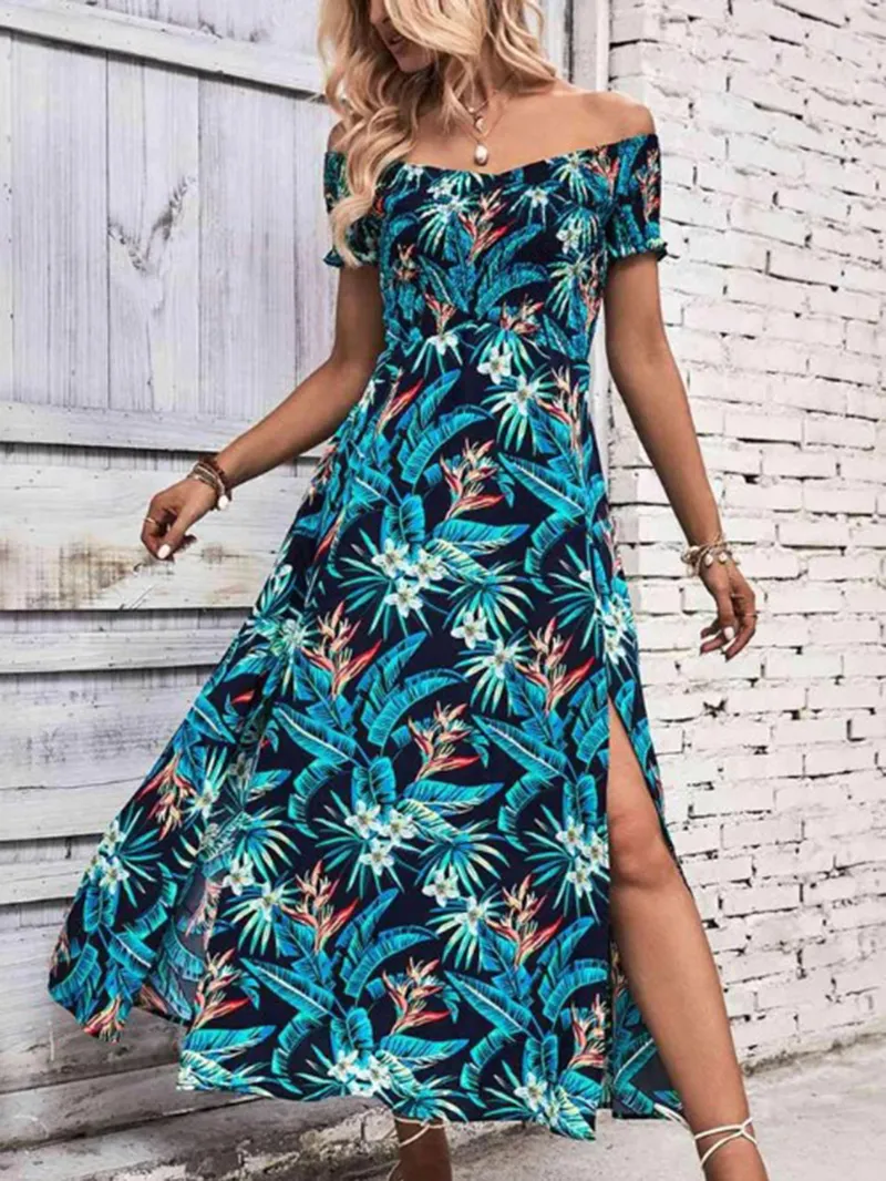 Women's Off Shoulder Split Dress