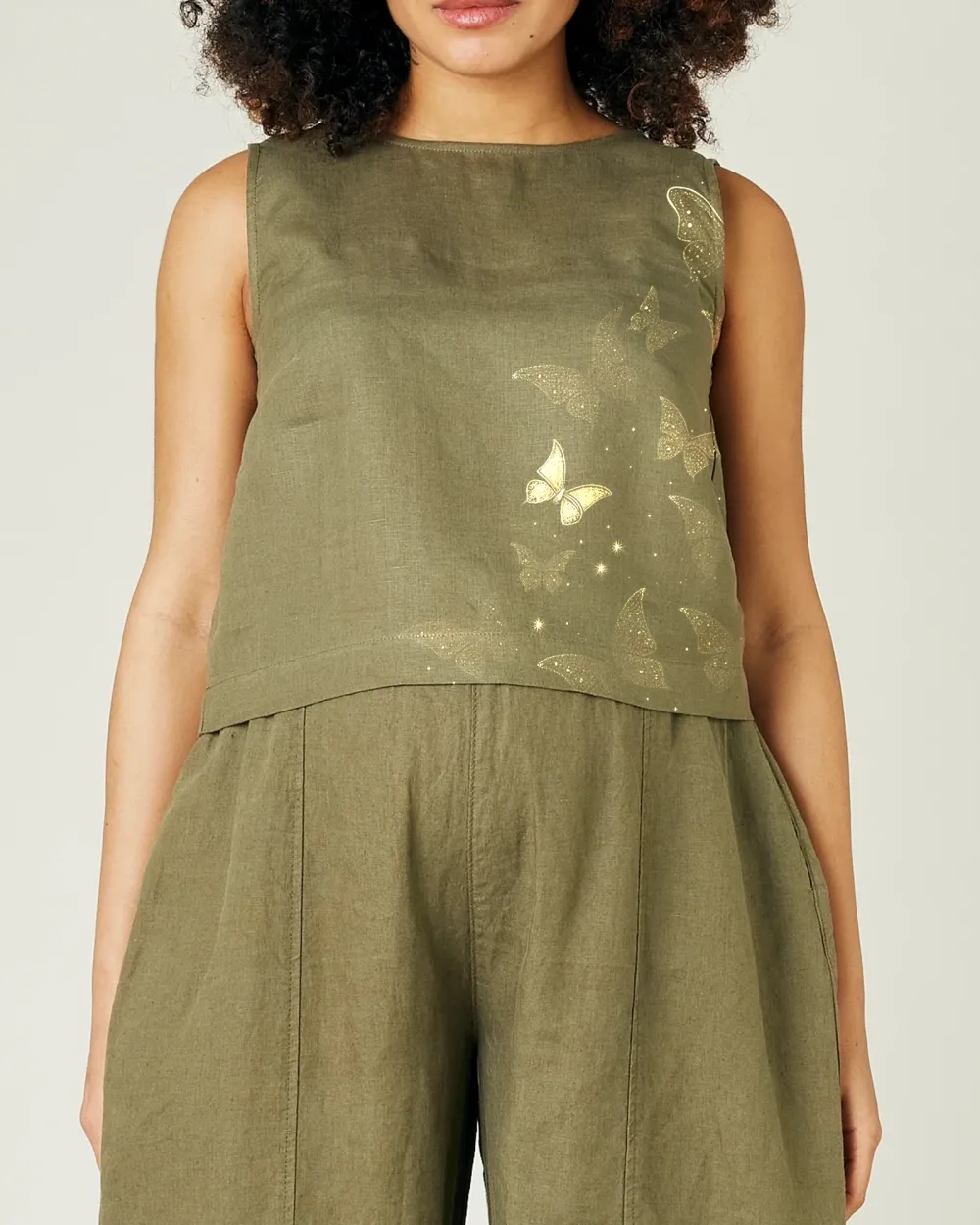 LIGHT KHAKI LINEN TOP