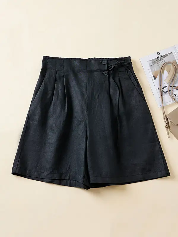 Losse Elasticiteit Effen Kleur Shorts Bodems