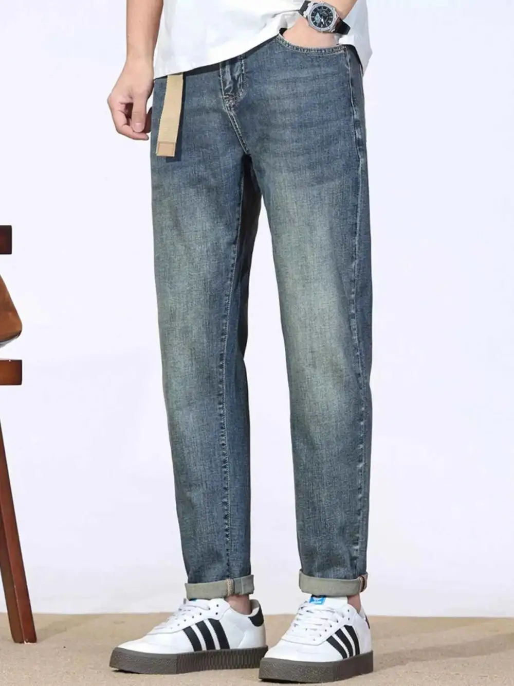 Relaxed Wash Straight Leg Jeans