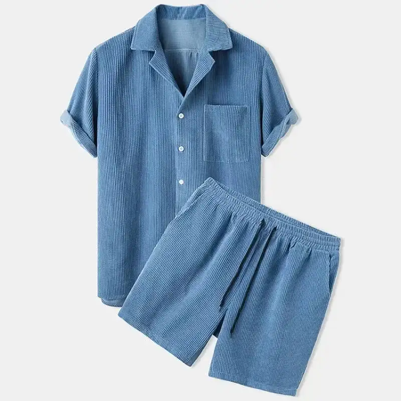 Corduroy Shirt Shorts Set