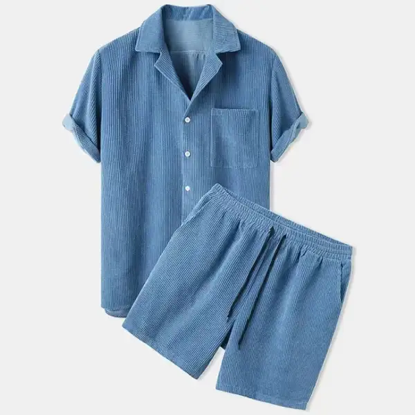 Corduroy Shirt Shorts Set