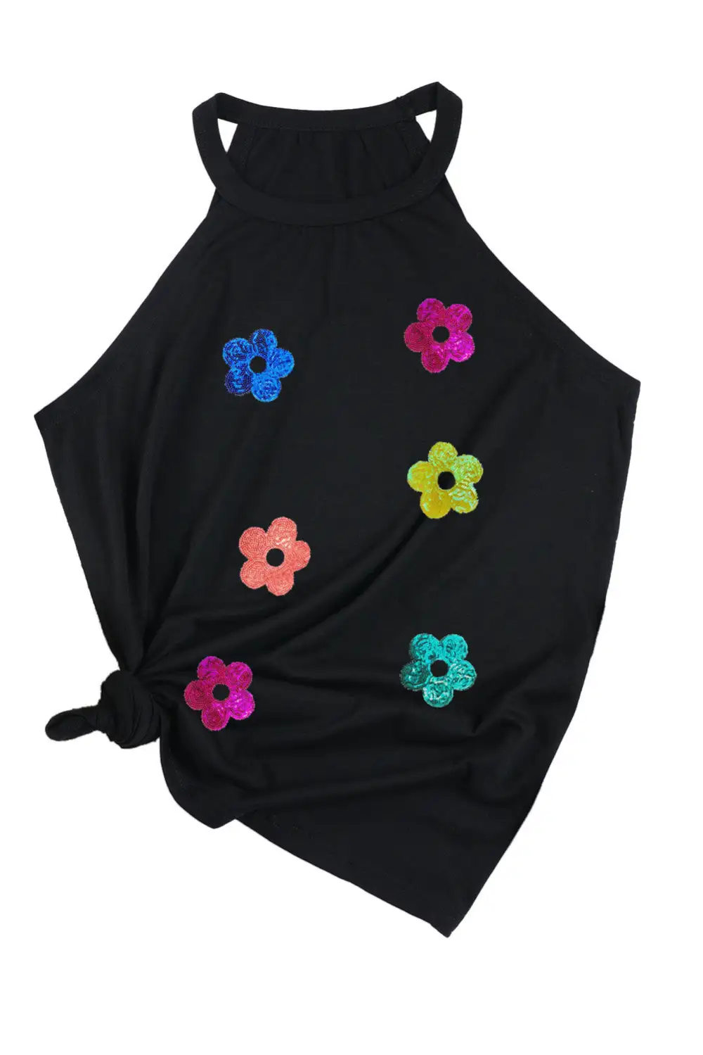 Sequin Flower Slim Fit Crewneck Tank Top