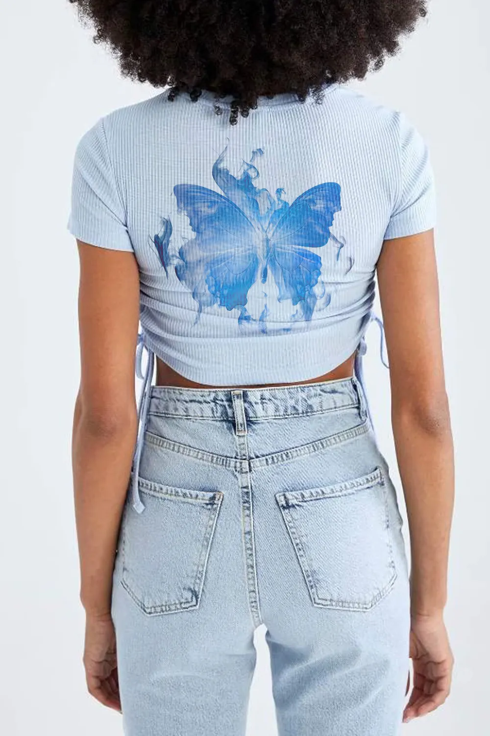 Slim Fit Short Sleeve Mystic Slogan Print Crop T-Shirt