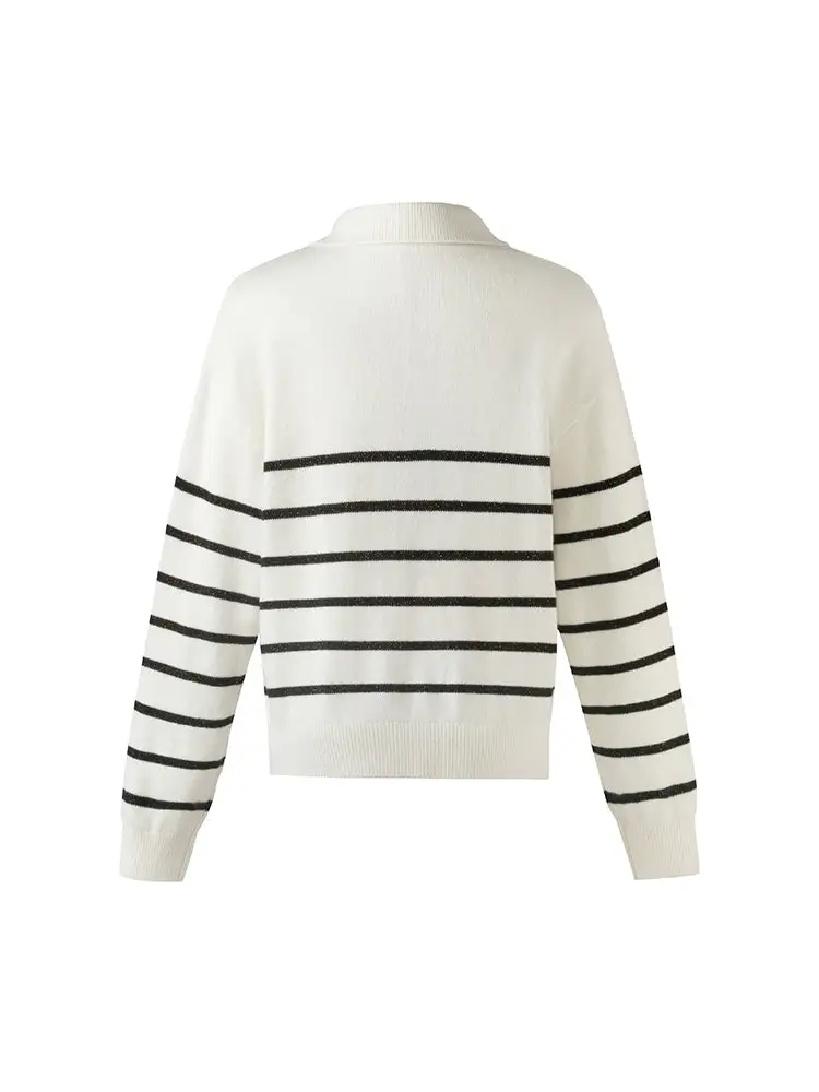 Wool Black And White Stripe Women Sweater