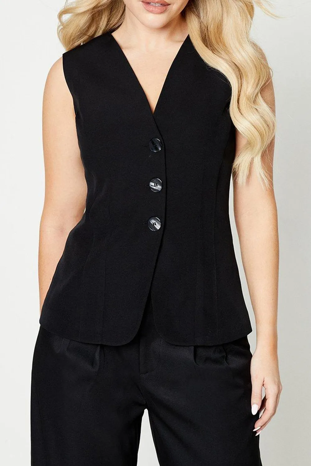 Fashion Deep V Neck Women's Sleeveless Long Vest