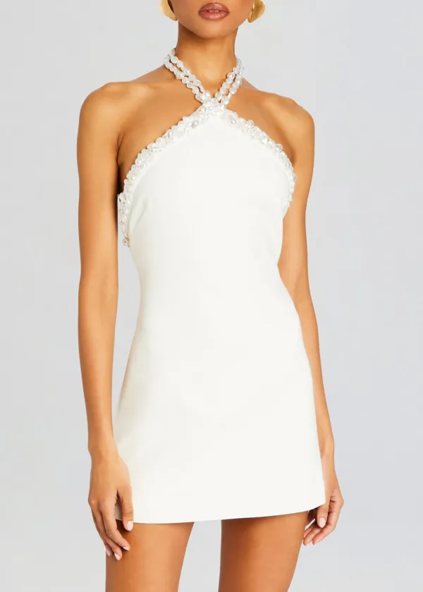 White Pearl Embellished Dress