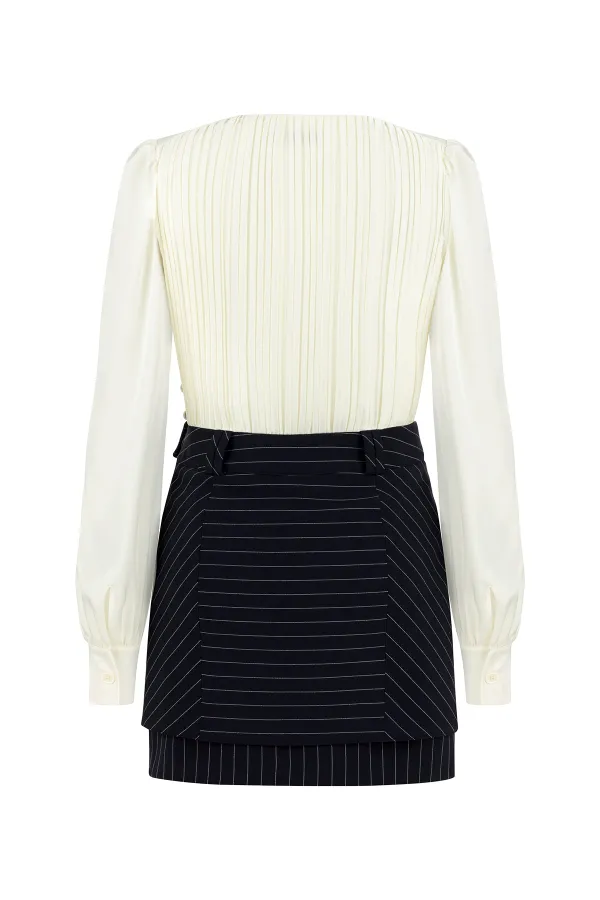 V-Neck Mini Dress-Black