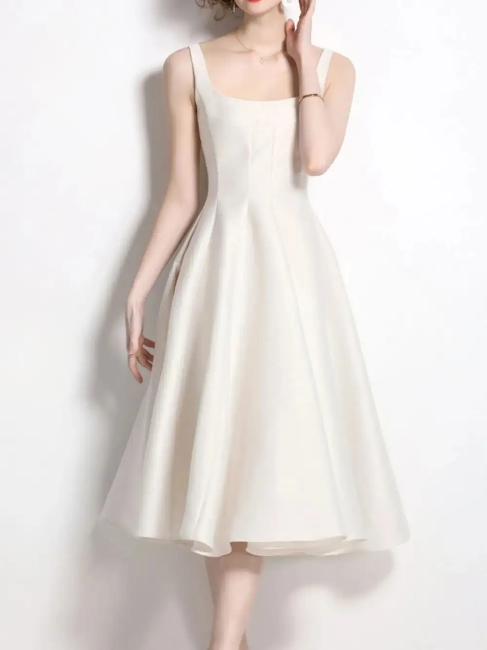 Silhouette A-Line Sleeveless Midi Dress