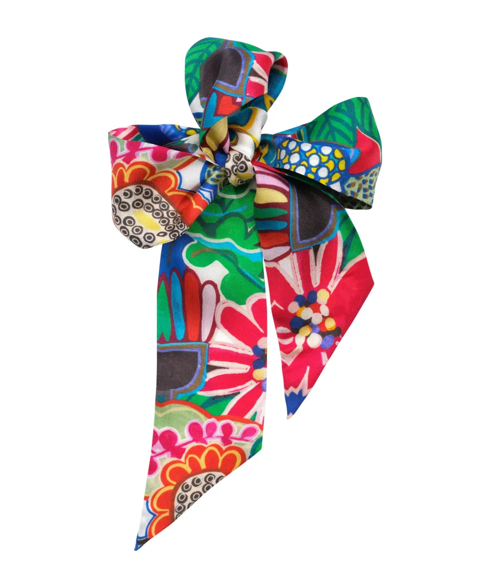 Multi Art Graphic Casual Style Floral Silk Scarf