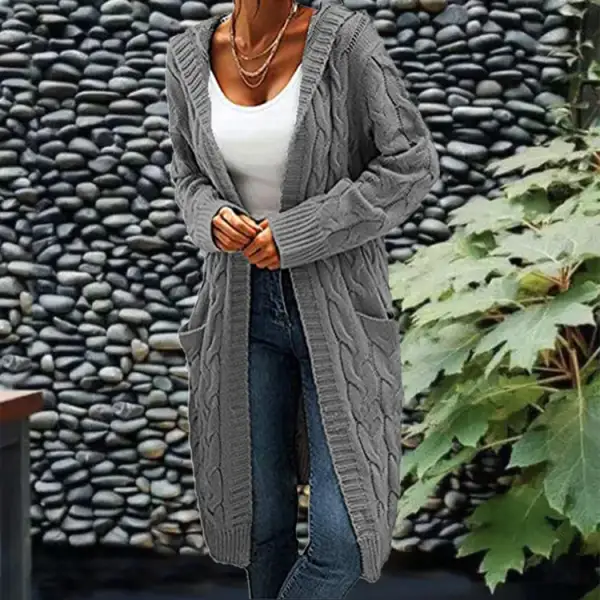 Women’s Mid-Length Knit Cardigan Sweater with Pockets in 4 Colors S-XL