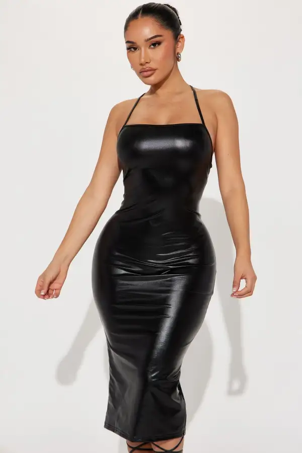 Matrix Baddie Midi Dress - Black