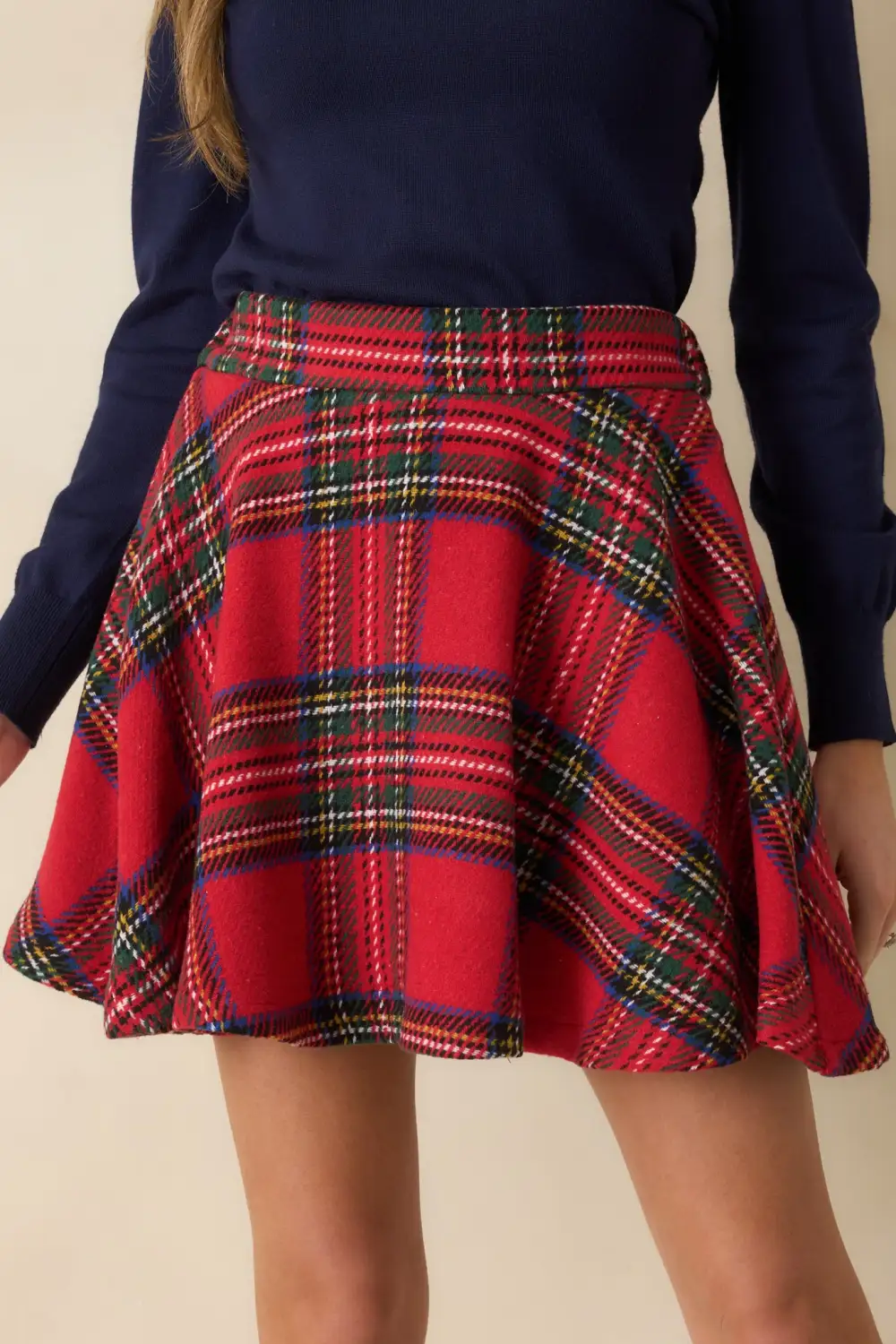 Plaid Flared Mini Skirt