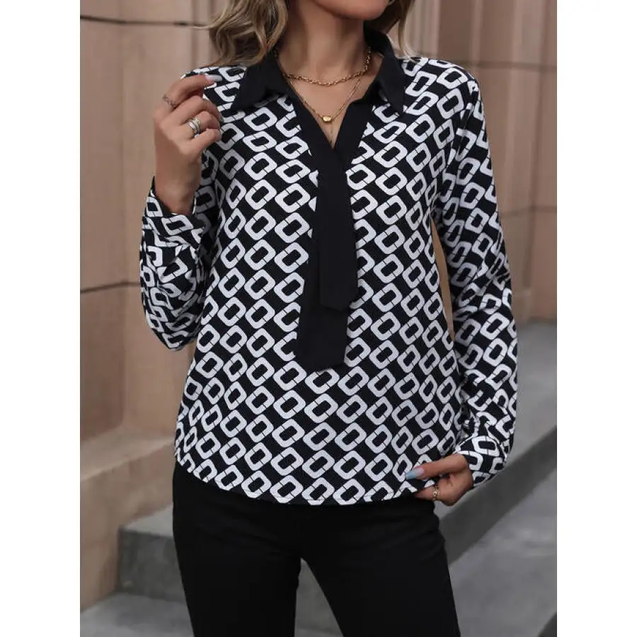 Relaxed Collared Print Collared Shirt