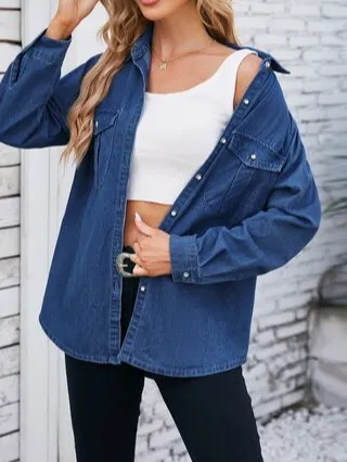 Button-up Collared Denim Jacket