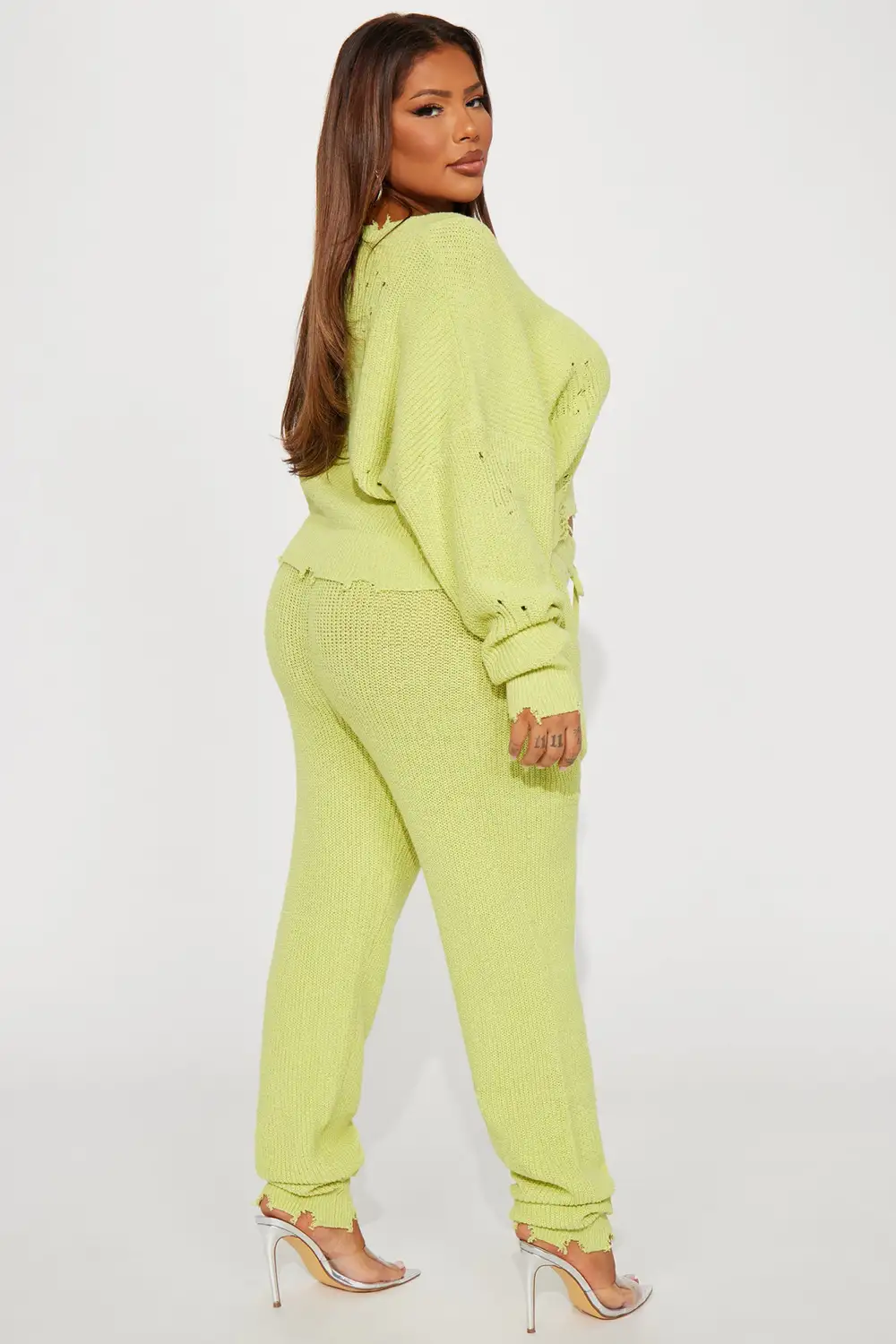 Being Myself Sweater Pant Set - Chartreuse