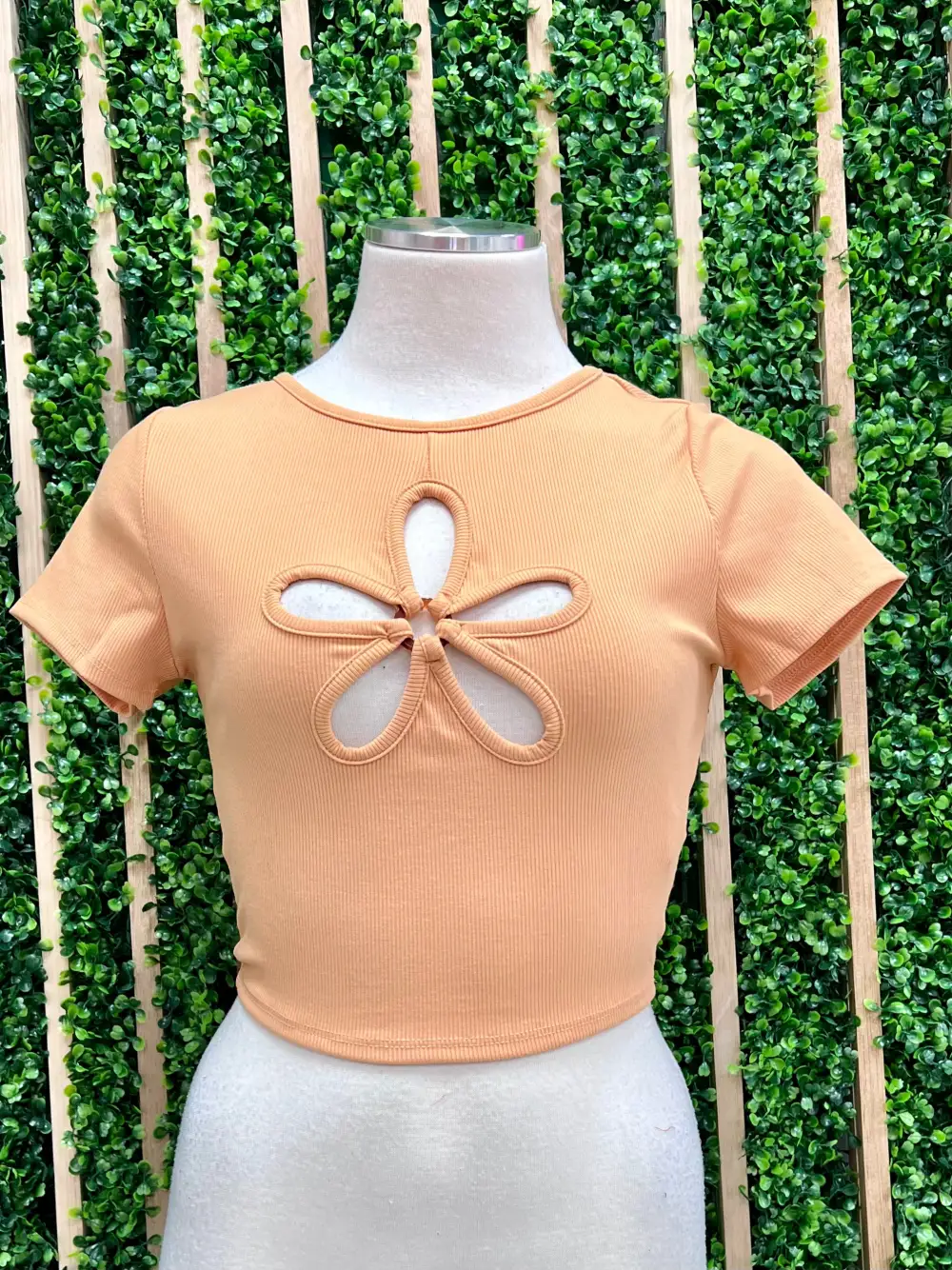 Sherbet Flower Cutout Crop Top