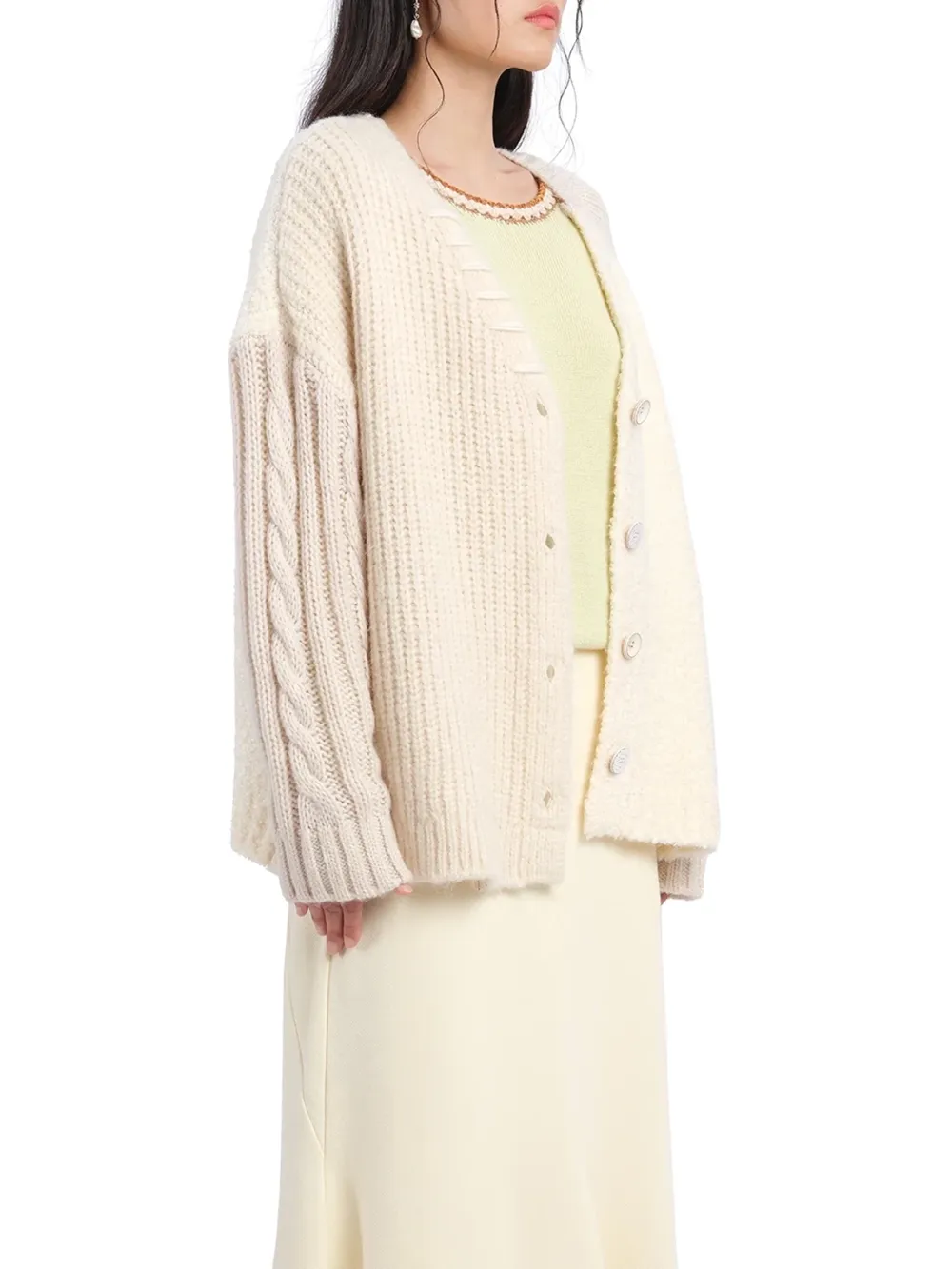 Contrast - Panel Knit Patchwork Cardigan