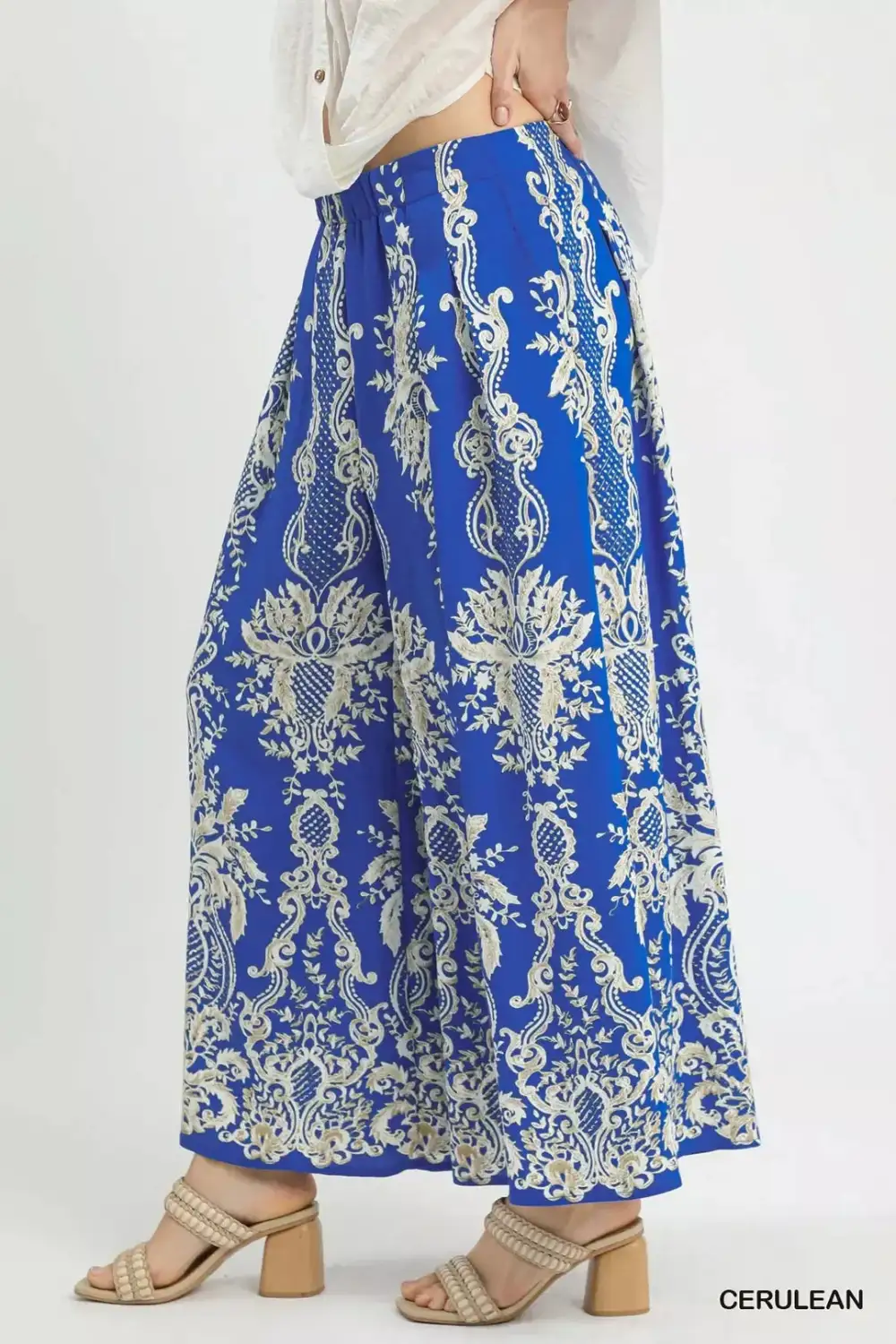 Everyday Border Print Wide Leg Pants
