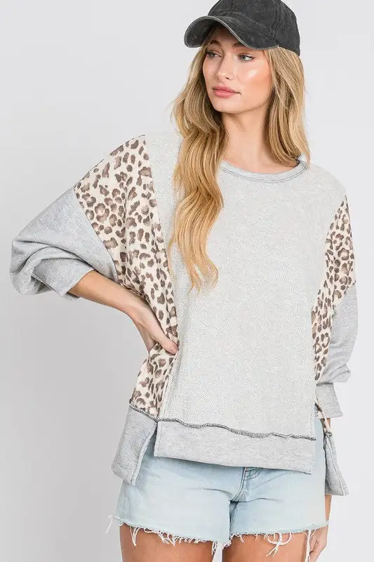 Tawny Kay Leopard Top Grey | URBAN ECHO SHOP