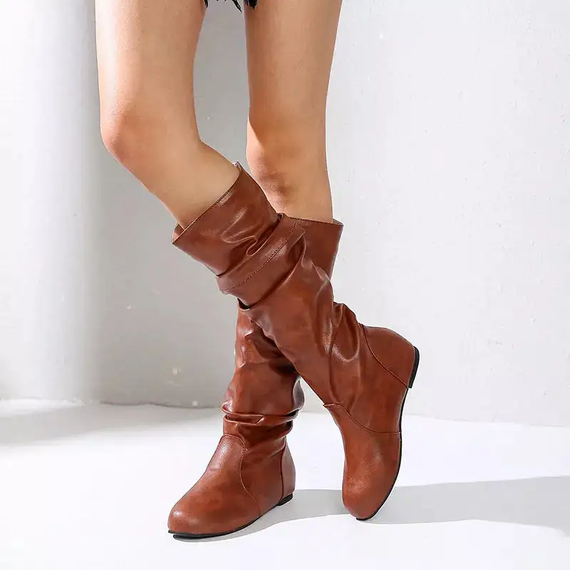 Round Toe Slouch Boots
