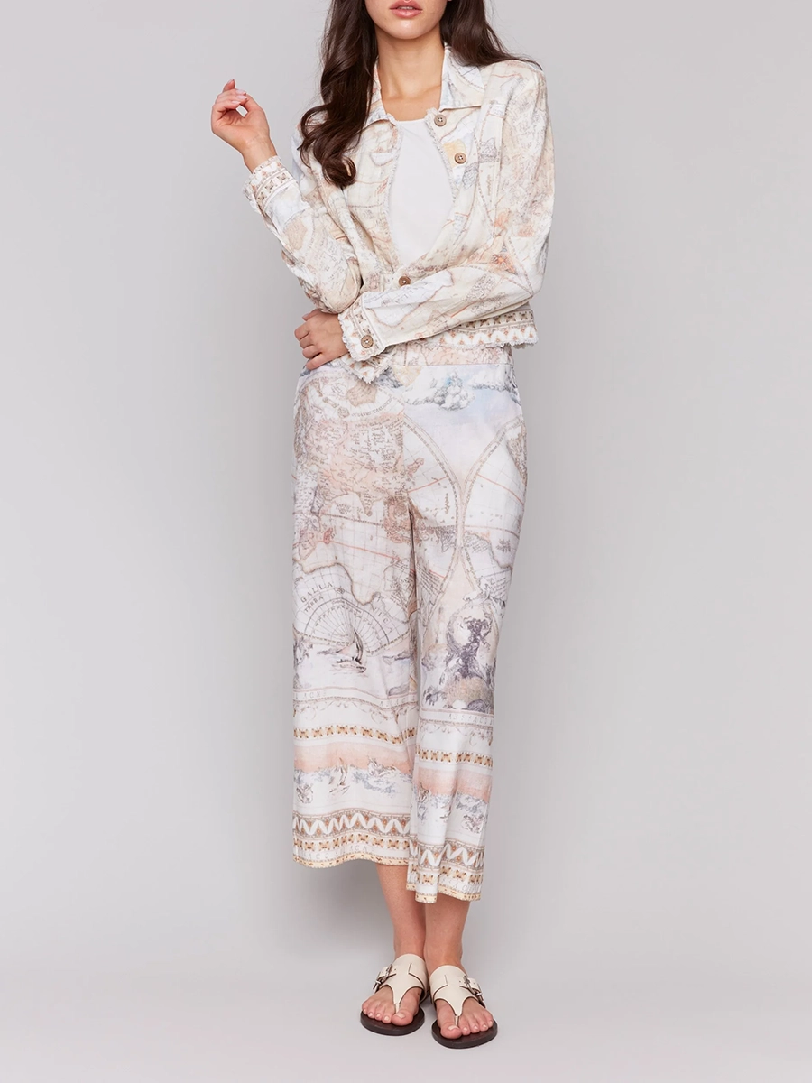 Women's Linen Jacket With Artistic Design