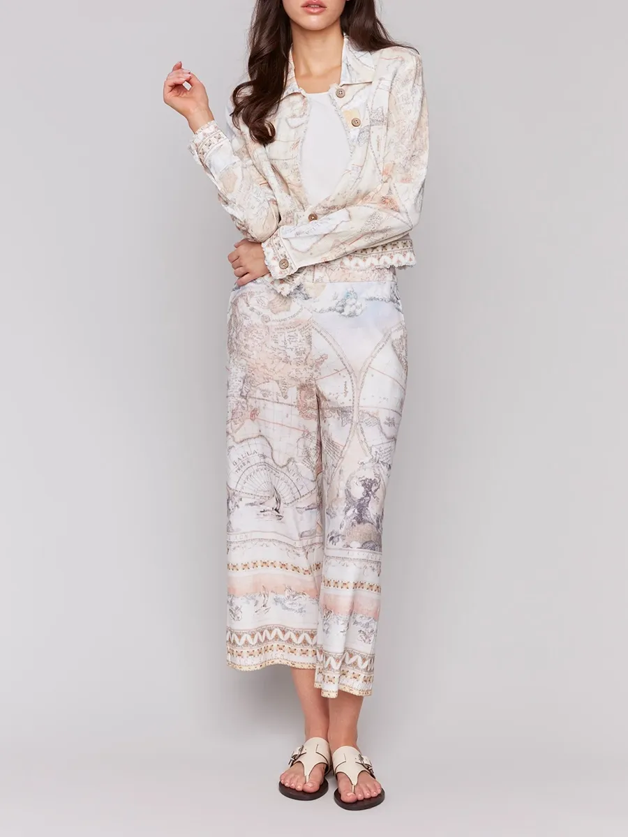 Women's Linen Jacket With Artistic Design