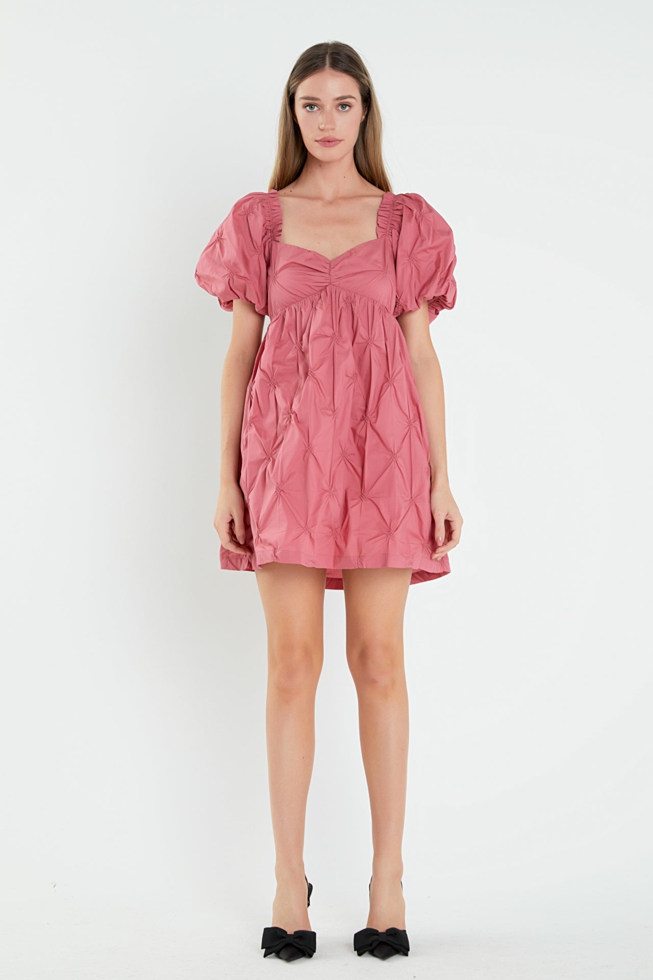 Textured Babydoll Mini Dress