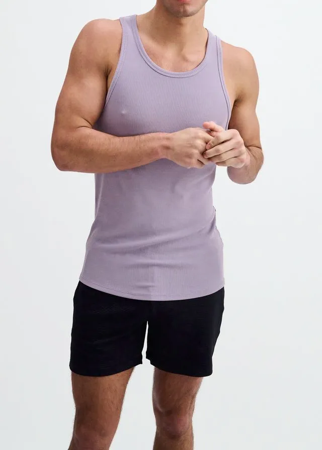 Tapered Ribbed Stretch Tank Top