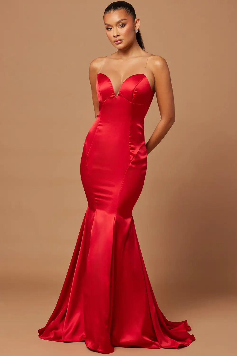 Daniella Satin Gown - Red