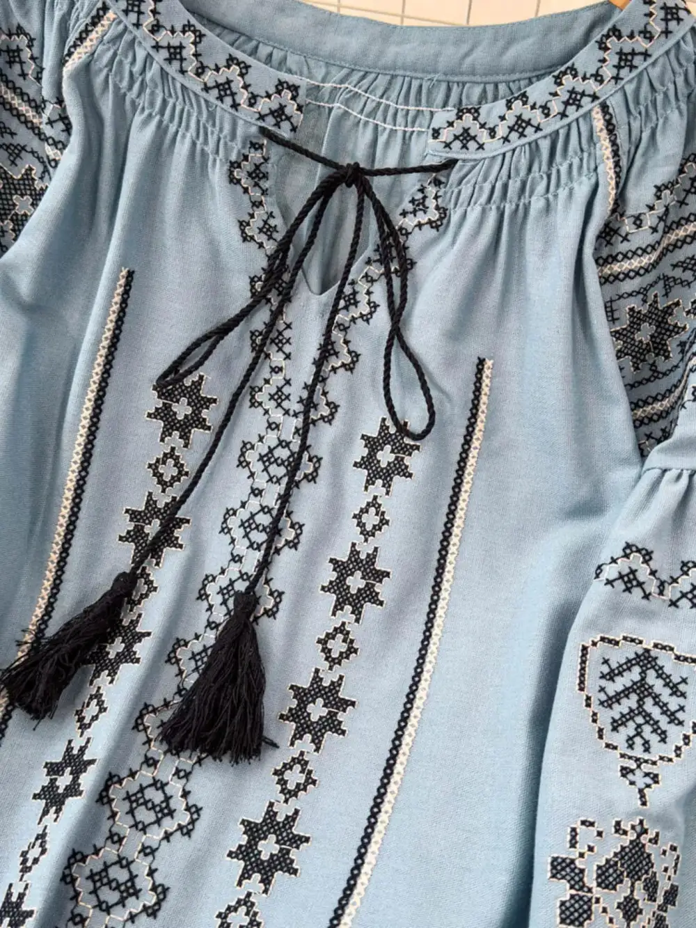 Tie Neck Long Sleeve Blouse