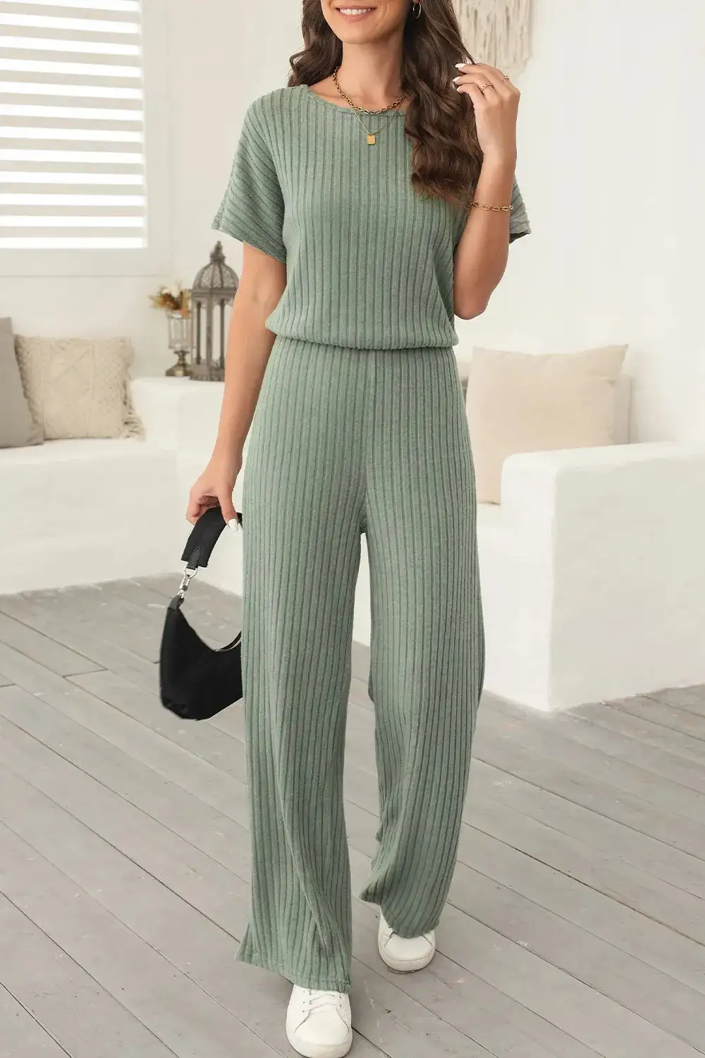 Everyday Ribbed Wide Leg Jumpsuit
