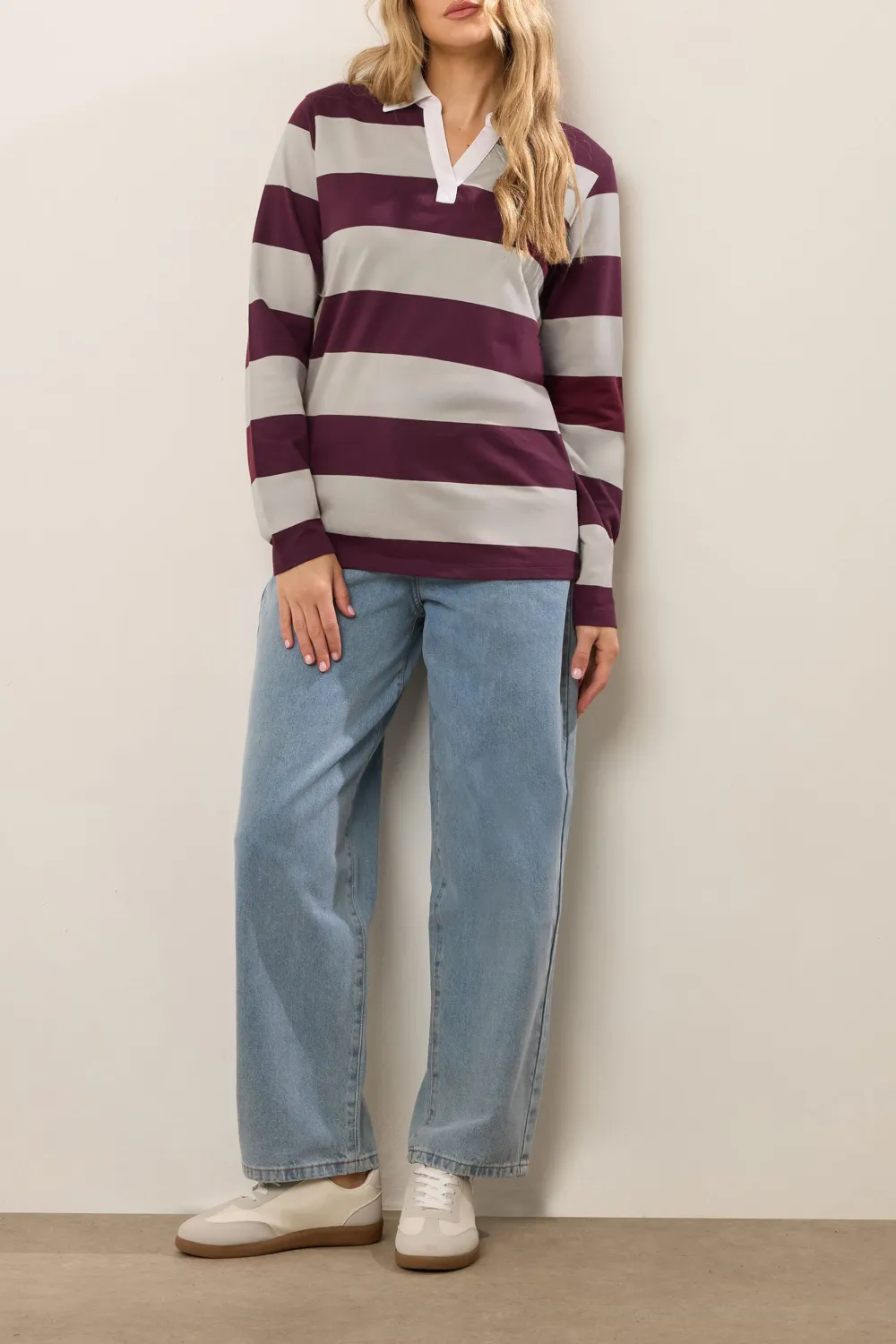 Striped V-Neck Sweatshirt