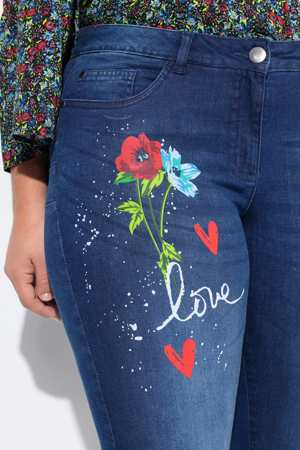 Love Flower Printed Jeans
