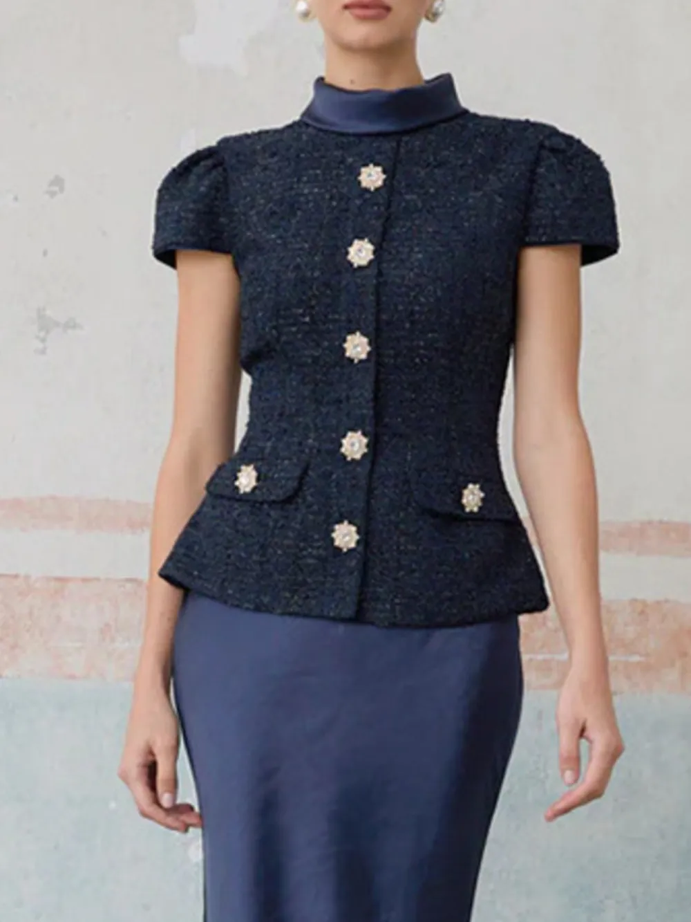 Button Front Satin Coordinated Set