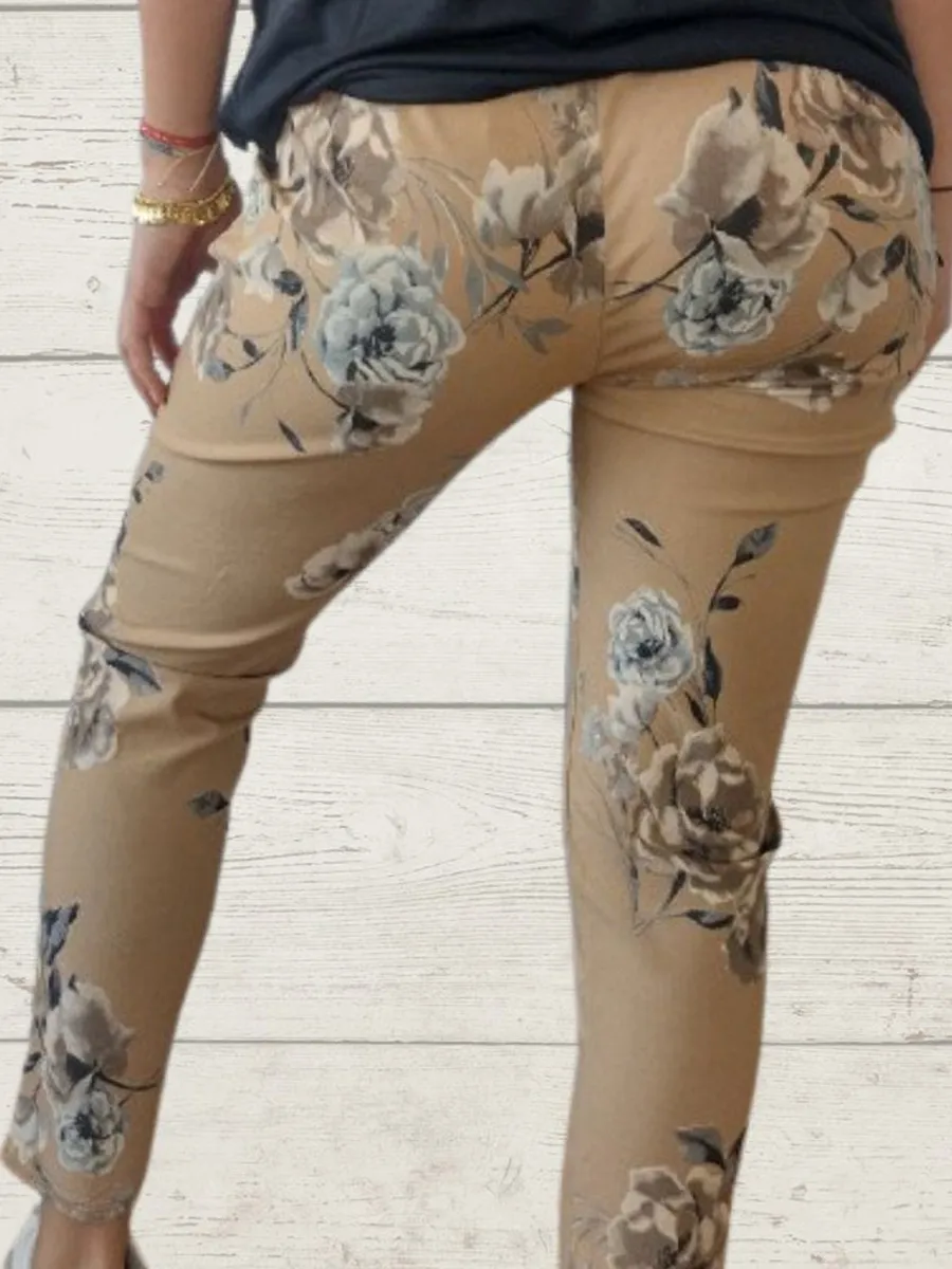 Women's Casual Print Elastic Rope Trousers