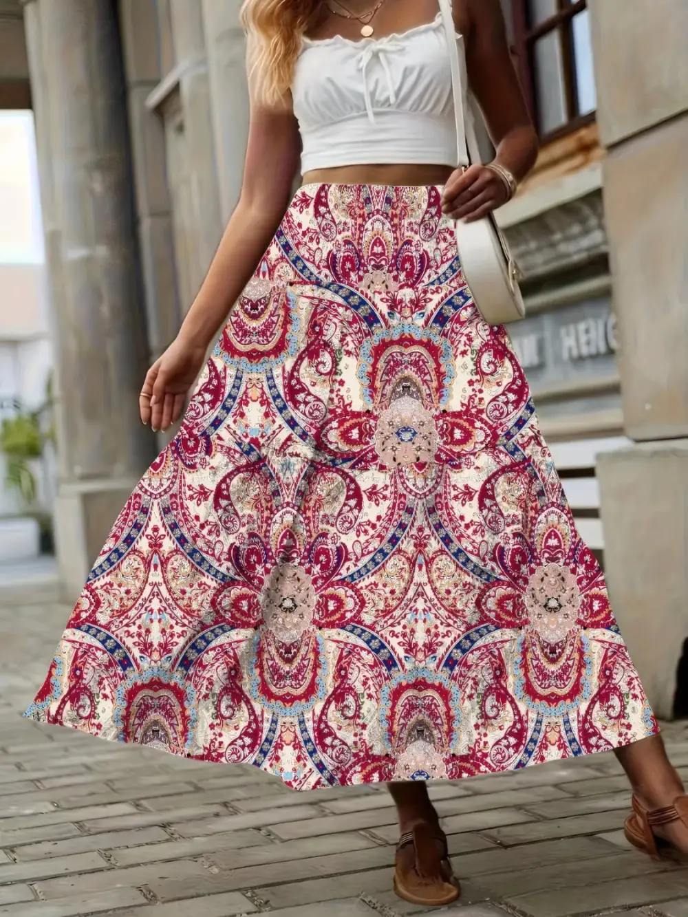 Smocked High Waist Skirt