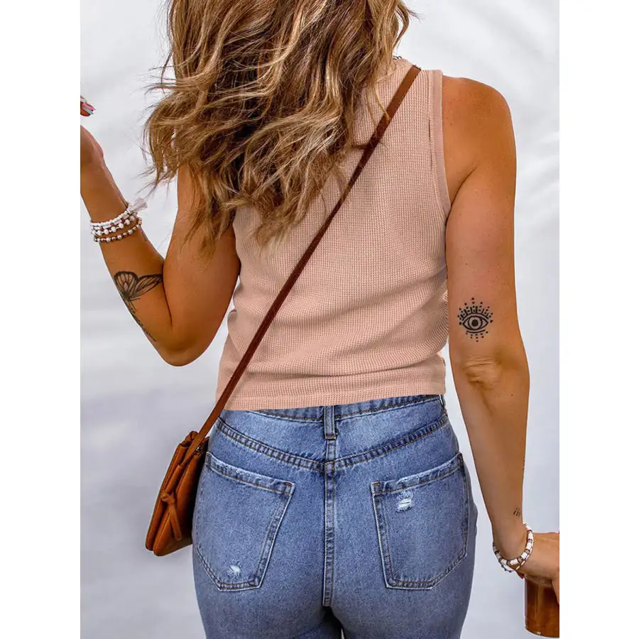Waffle Knit Scoop Neck Tank