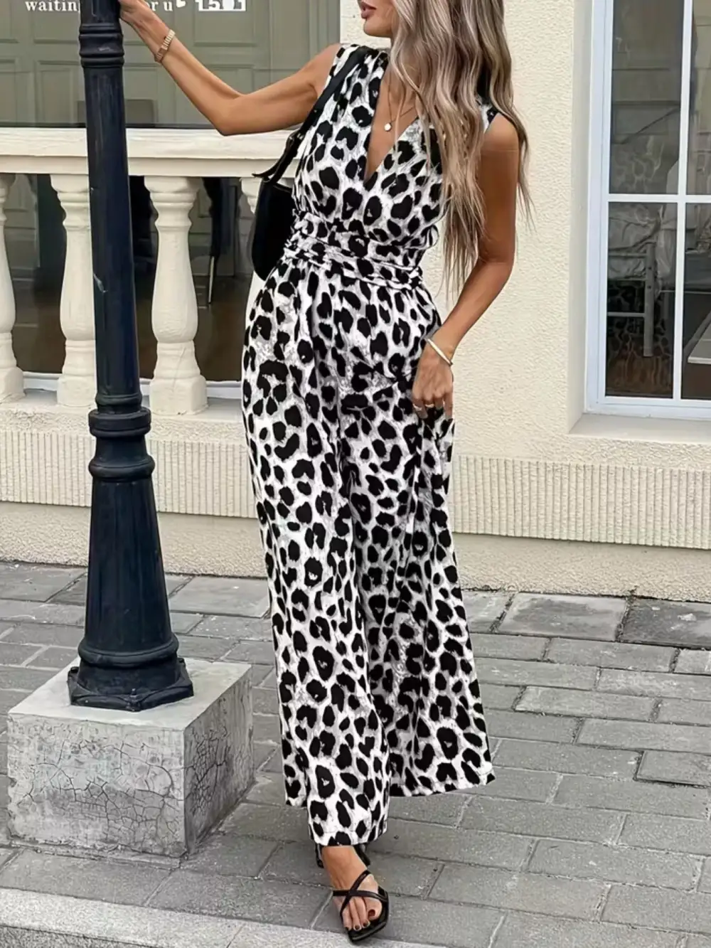 Leopard Print Wide Leg Jumpsuit