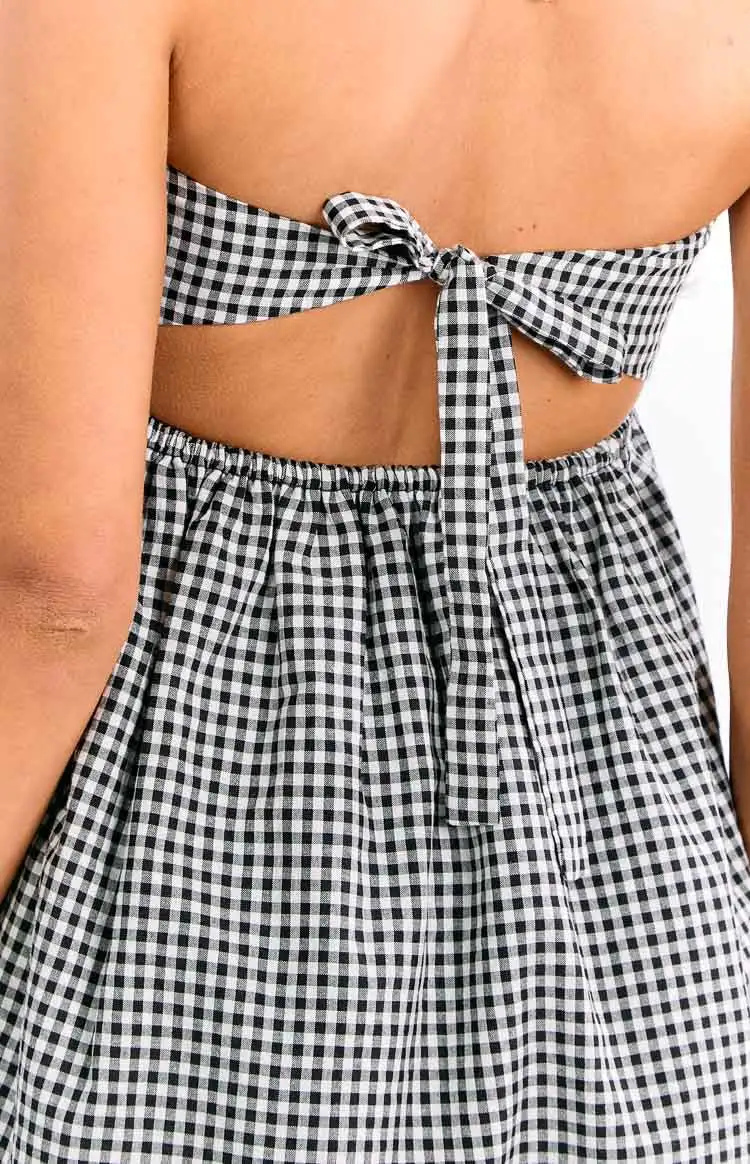 Babydoll Strapless Gingham Mini Dress