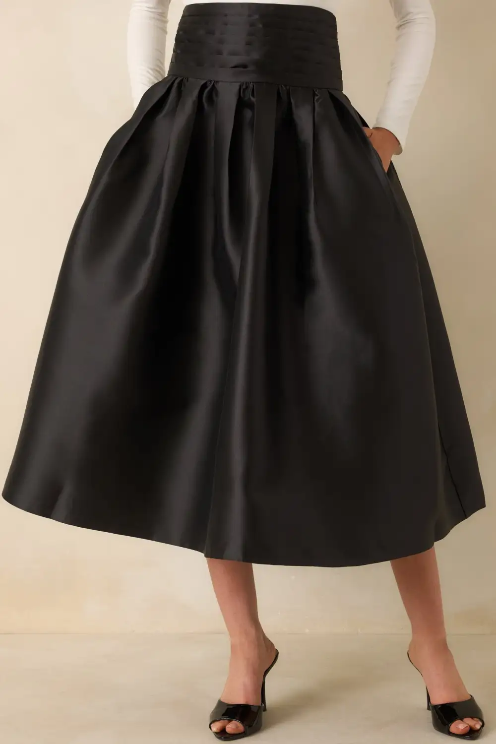 Casual Smooth-finish Midi Skirt